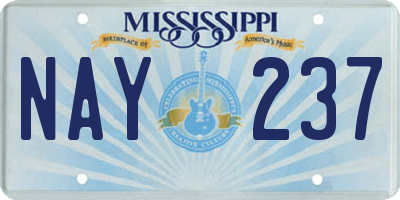 MS license plate NAY237
