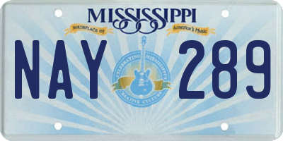 MS license plate NAY289