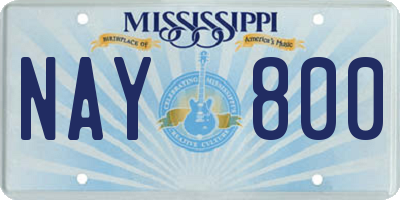 MS license plate NAY800