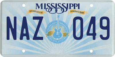 MS license plate NAZ049