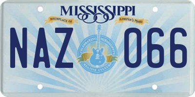 MS license plate NAZ066