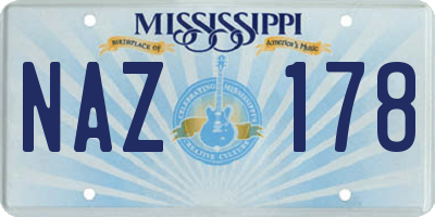 MS license plate NAZ178