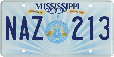 MS license plate NAZ213