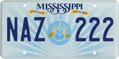 MS license plate NAZ222