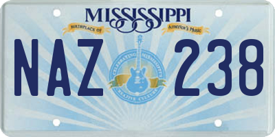 MS license plate NAZ238