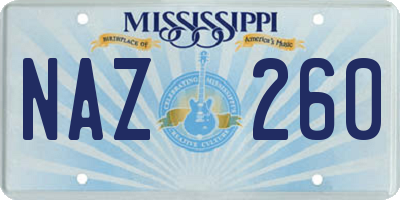 MS license plate NAZ260