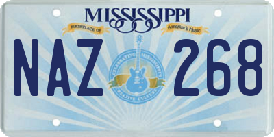 MS license plate NAZ268