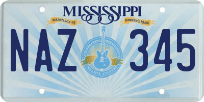 MS license plate NAZ345