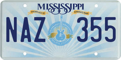 MS license plate NAZ355