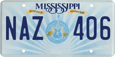 MS license plate NAZ406