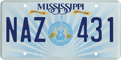 MS license plate NAZ431