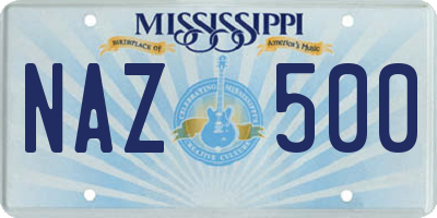 MS license plate NAZ500