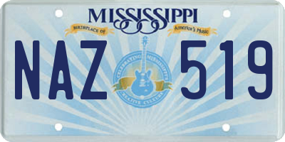 MS license plate NAZ519
