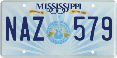MS license plate NAZ579