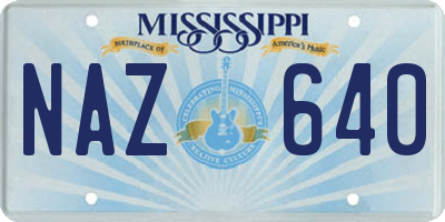 MS license plate NAZ640