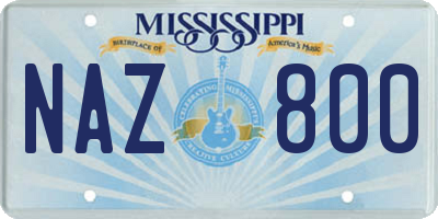 MS license plate NAZ800