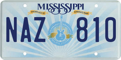 MS license plate NAZ810