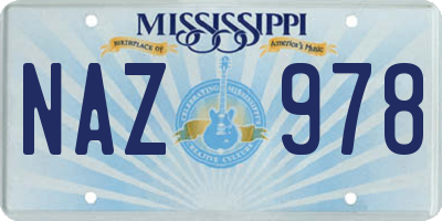 MS license plate NAZ978