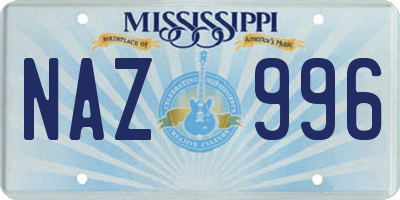 MS license plate NAZ996