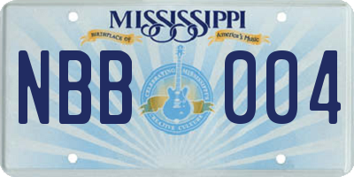 MS license plate NBB004