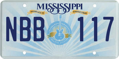 MS license plate NBB117