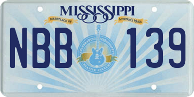MS license plate NBB139
