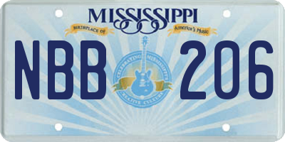 MS license plate NBB206