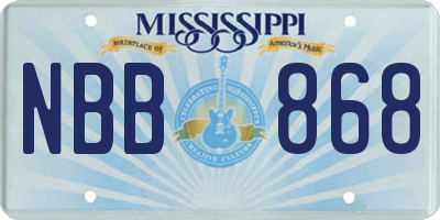 MS license plate NBB868