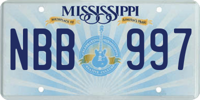 MS license plate NBB997
