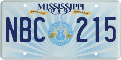 MS license plate NBC215