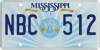 MS license plate NBC512