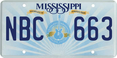 MS license plate NBC663
