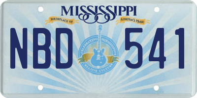 MS license plate NBD541