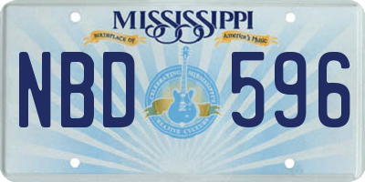 MS license plate NBD596
