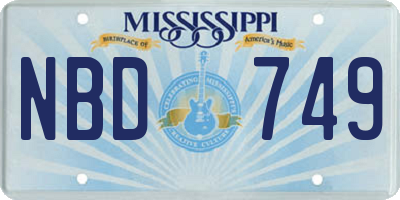 MS license plate NBD749