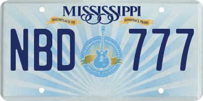 MS license plate NBD777
