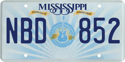 MS license plate NBD852