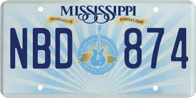 MS license plate NBD874