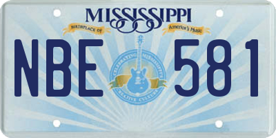 MS license plate NBE581
