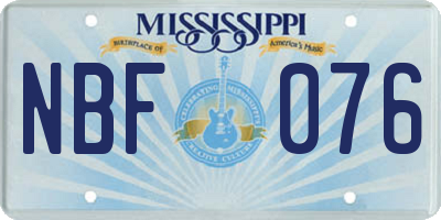 MS license plate NBF076