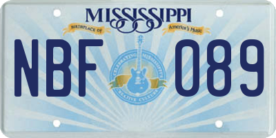 MS license plate NBF089