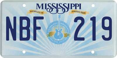 MS license plate NBF219