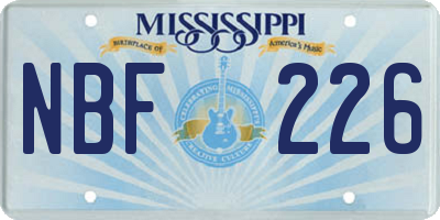 MS license plate NBF226