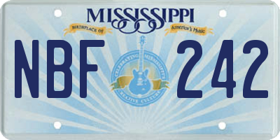 MS license plate NBF242