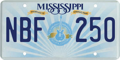 MS license plate NBF250