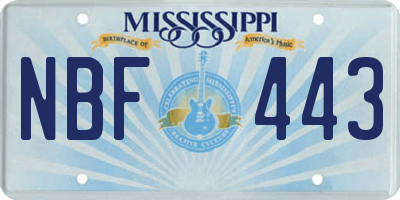 MS license plate NBF443