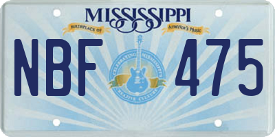 MS license plate NBF475