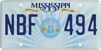 MS license plate NBF494