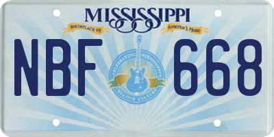 MS license plate NBF668