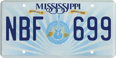 MS license plate NBF699
